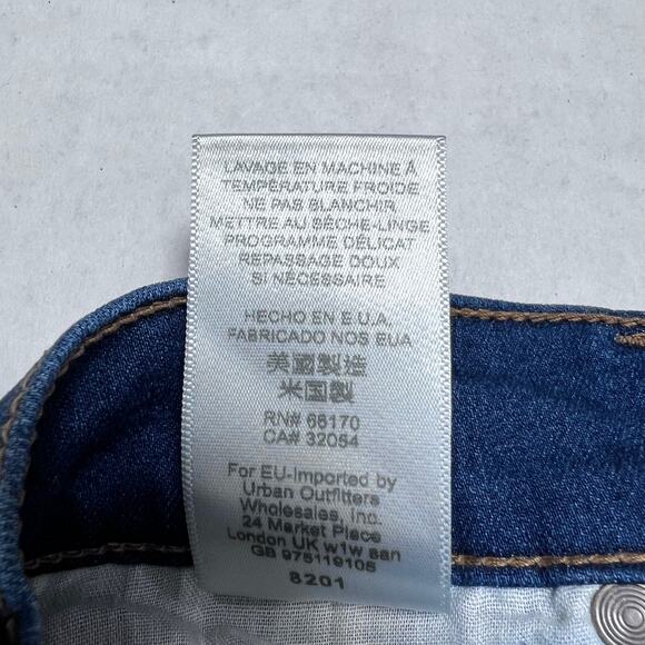 Free People High Rise Super Flare Jeans SIZE 27 Blue Raw Hem Pockets - Picture 5 of 11